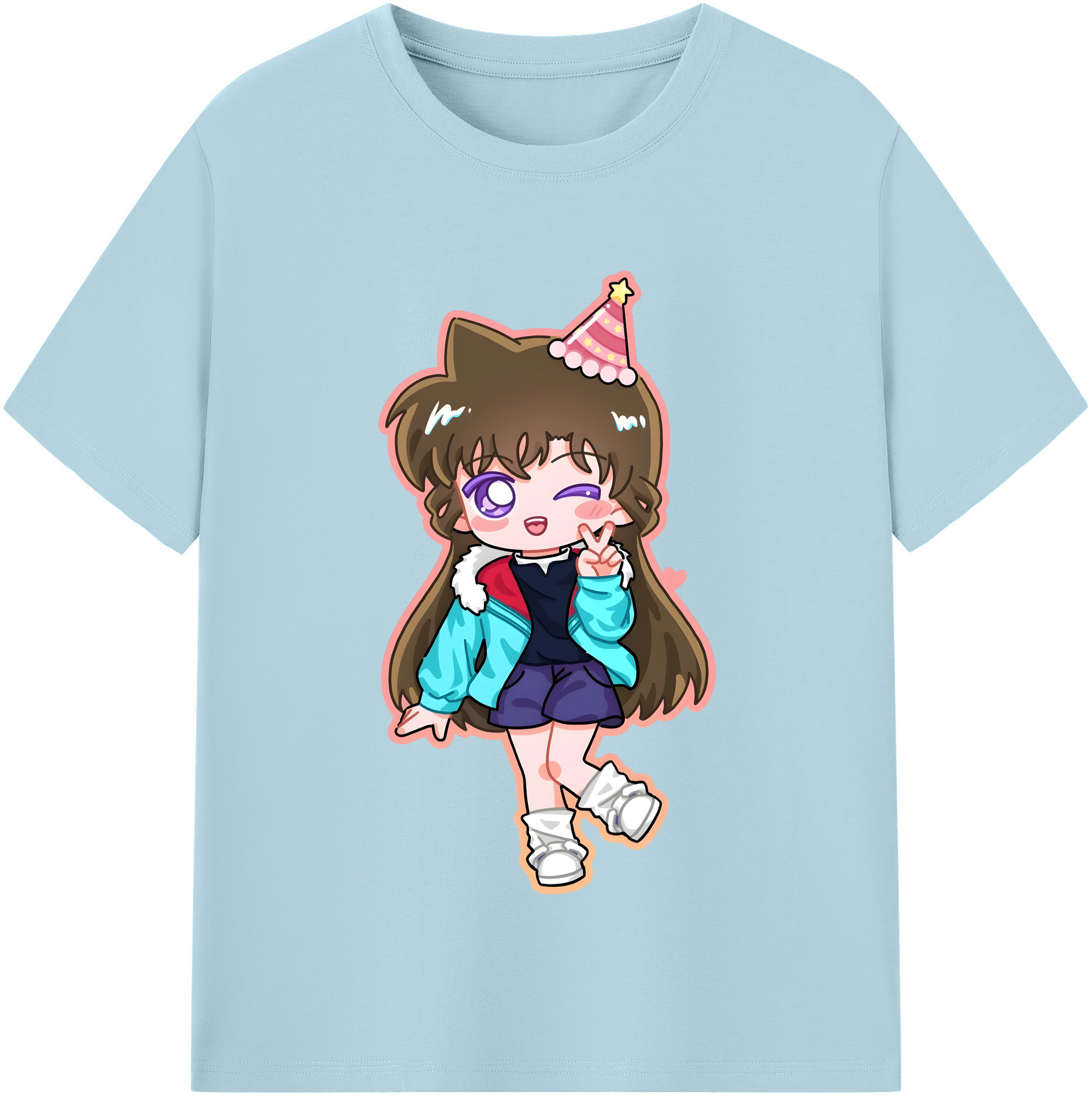 （画像用） 名探偵コナン 毛利 蘭 もうり らん、モーリ ラン Detective Conan Rachel Moore 綿100％半袖Tシャツ（フロントプリント）